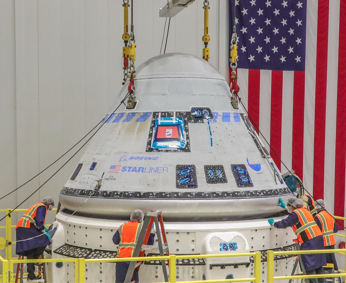 The Boeing CST-100 Starliner held by a multipoint load cell system by Eilon Engineering